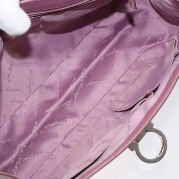 Salvatore Ferragamo Gancini Hand Bag Leather Pink Silver - Picture 10 of 16